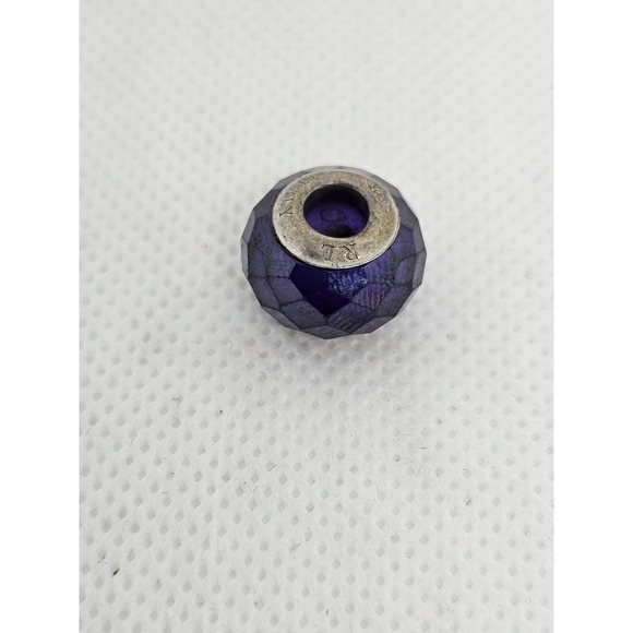 Pandora Blue Faceted Murano Glass Charm Bead ALE 925 Sterling Silver Italy - Picture 1 of 3